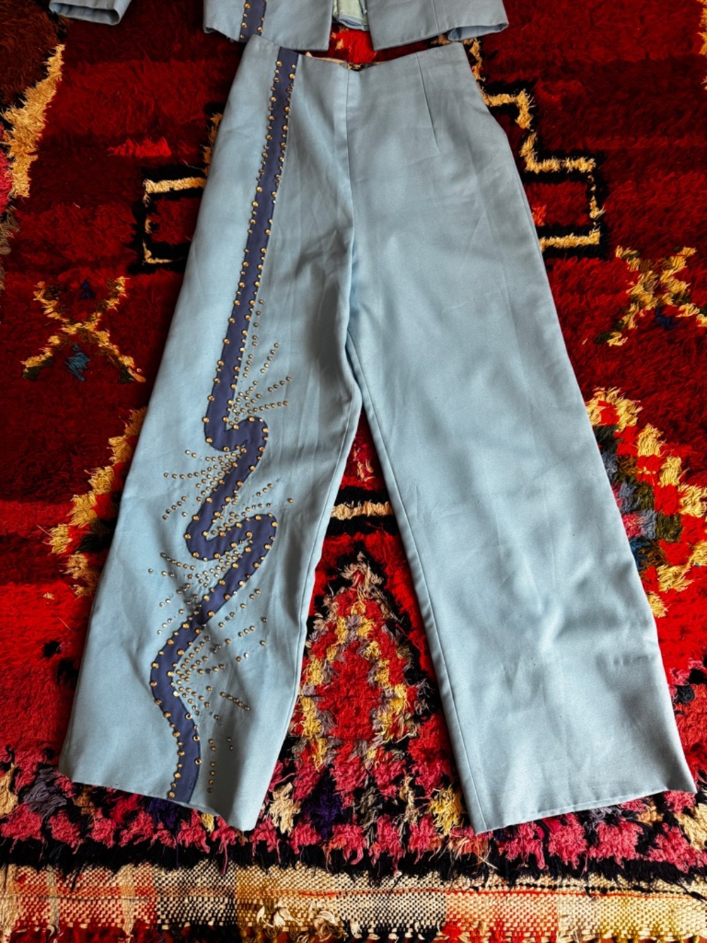 Vintage Silvia's Costume Baby Blue Rhinestone Western Suit Sz XS - Picture 4 of 16